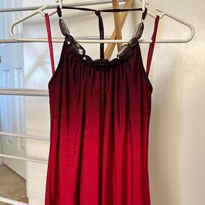 Ombre Red Beaded Halter Top